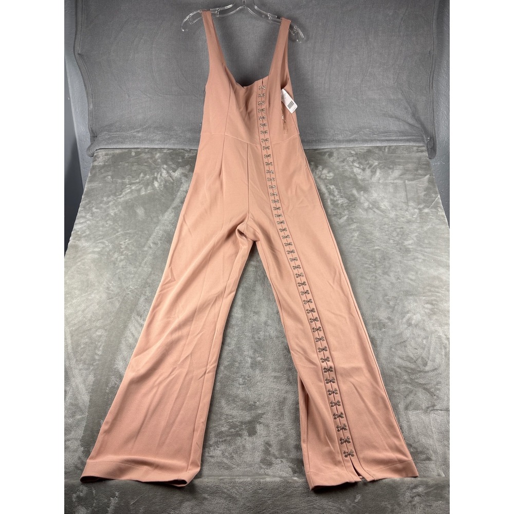 Bebe Jumpsuit Womens S Wide Leg Pink Rhinestone Hook & Eye Detail NEW EUC